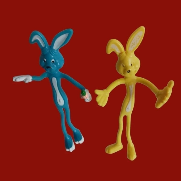 Bendable vtg  blue & yellow bunny rabbit - Picture 1 of 5